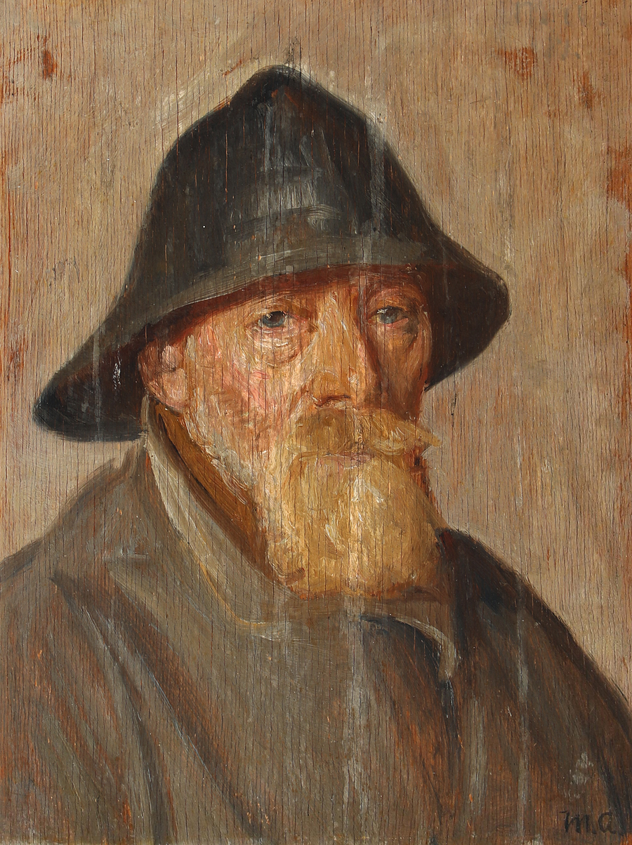 Porträt eines Fischers in schwarzer Öljacke. – Michael Peter Ancher