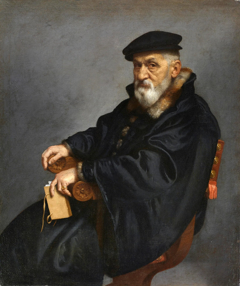 Porträt eines alten Mannes sitzend - Giovanni Battista Moroni