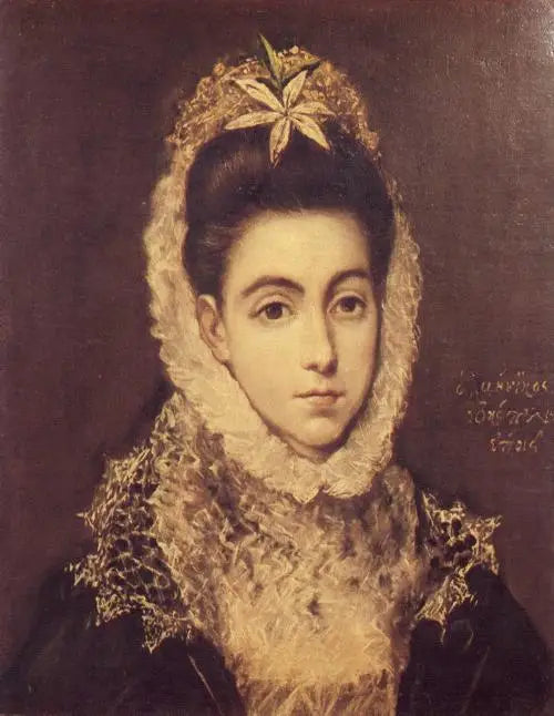 Portrait einer Dame mit Blume - El Greco