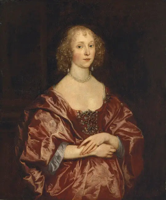 Portrait d'une dame, à mi-corps, en robe rouge brodée de perles et de diamants - Antoine van Dyck image 1 reproduction de peinture à l’huile