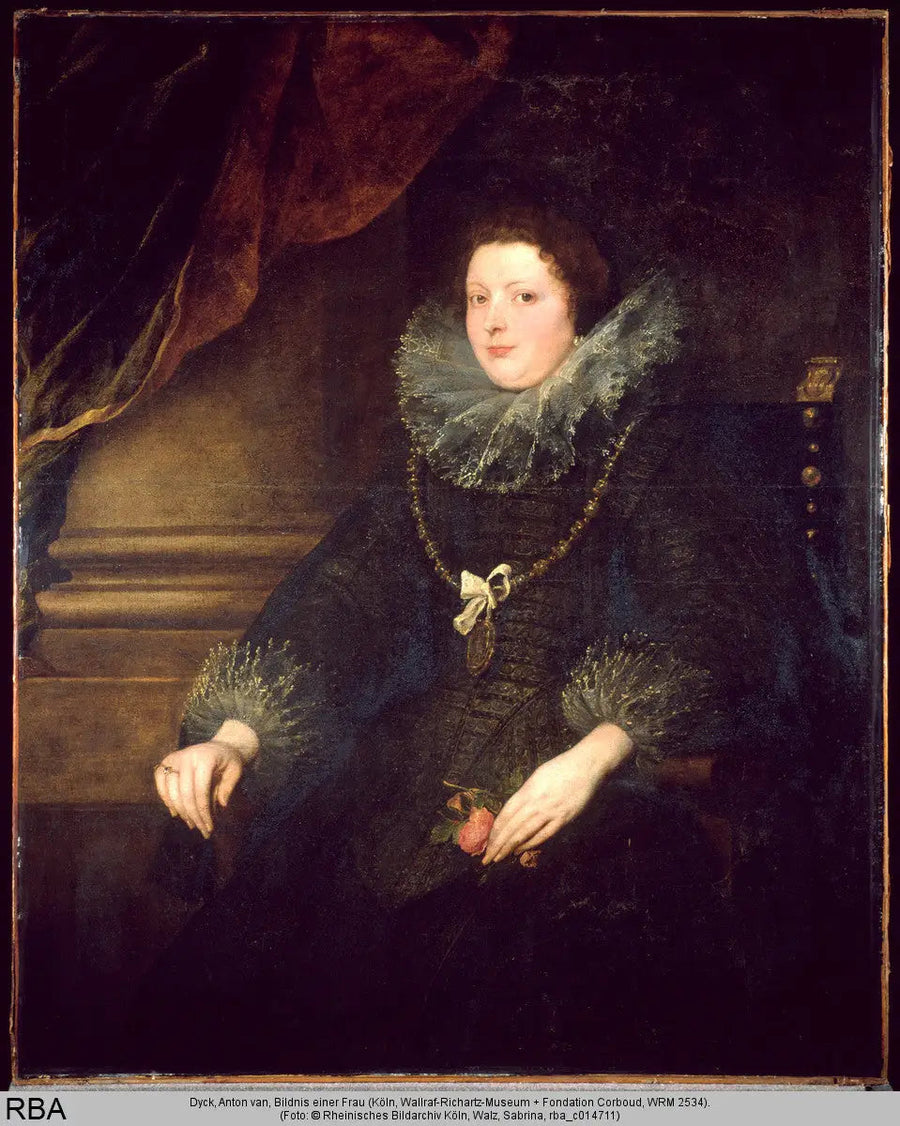 Portrait einer Dame sitzend mit Rosen, trägt eine Medaille - Antoine van Dyck