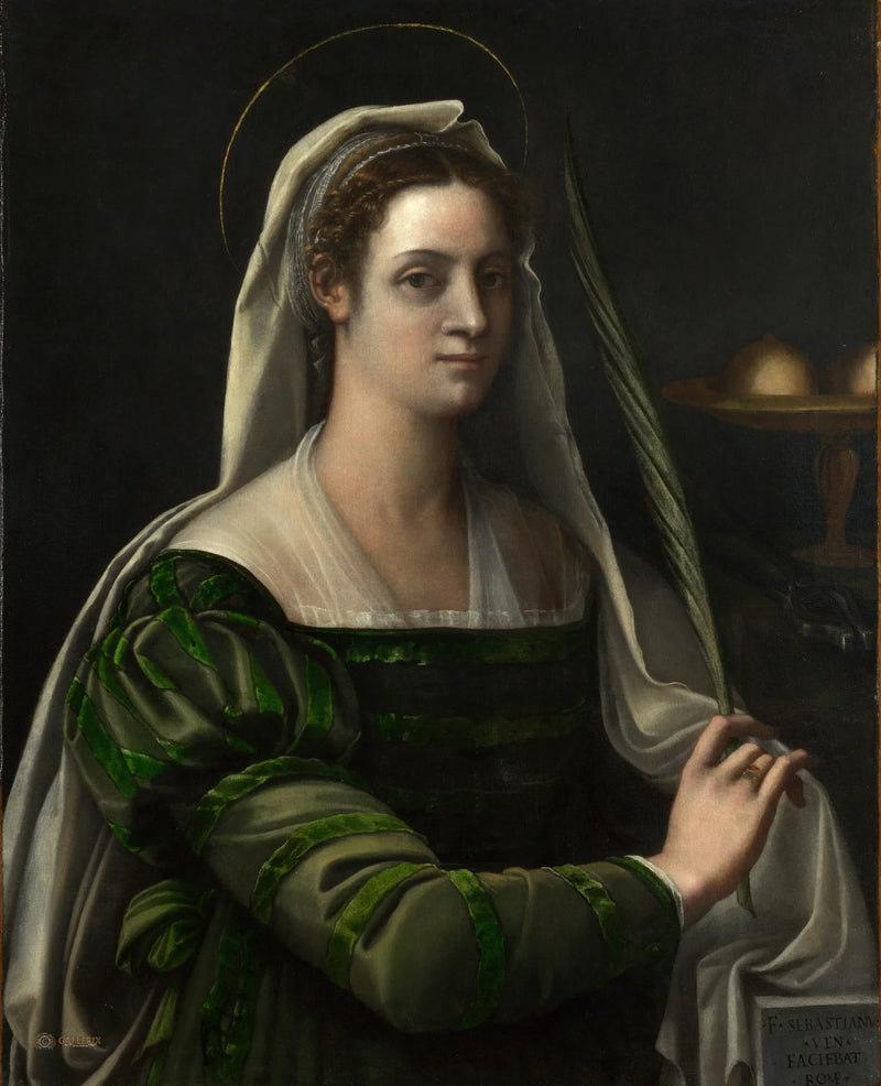 Porträt einer Dame mit den Attributen der Heiligen Agatha - Sebastiano del Piombo