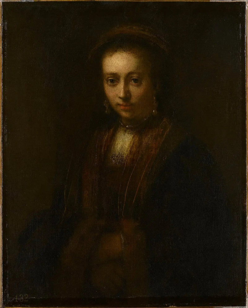 Porträt einer Dame mit gefalteten Händen (Hedwig Łuszkowska, Blume von 1634) - Rembrandt