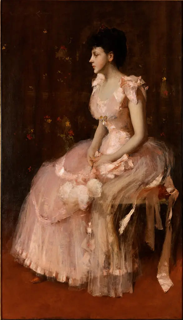 Portrait einer Dame in Rosa - William Merritt Chase