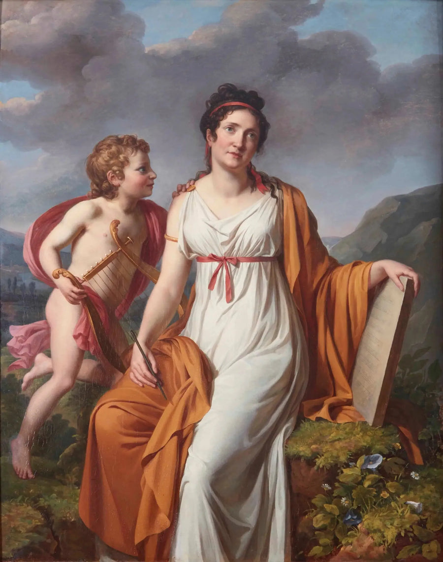 Portrait d'une dame, probablement Madame de Reiset d'Arques, en Sappho - Marie-Guillemine Benoist image 1 copie de tableau peinte à la main