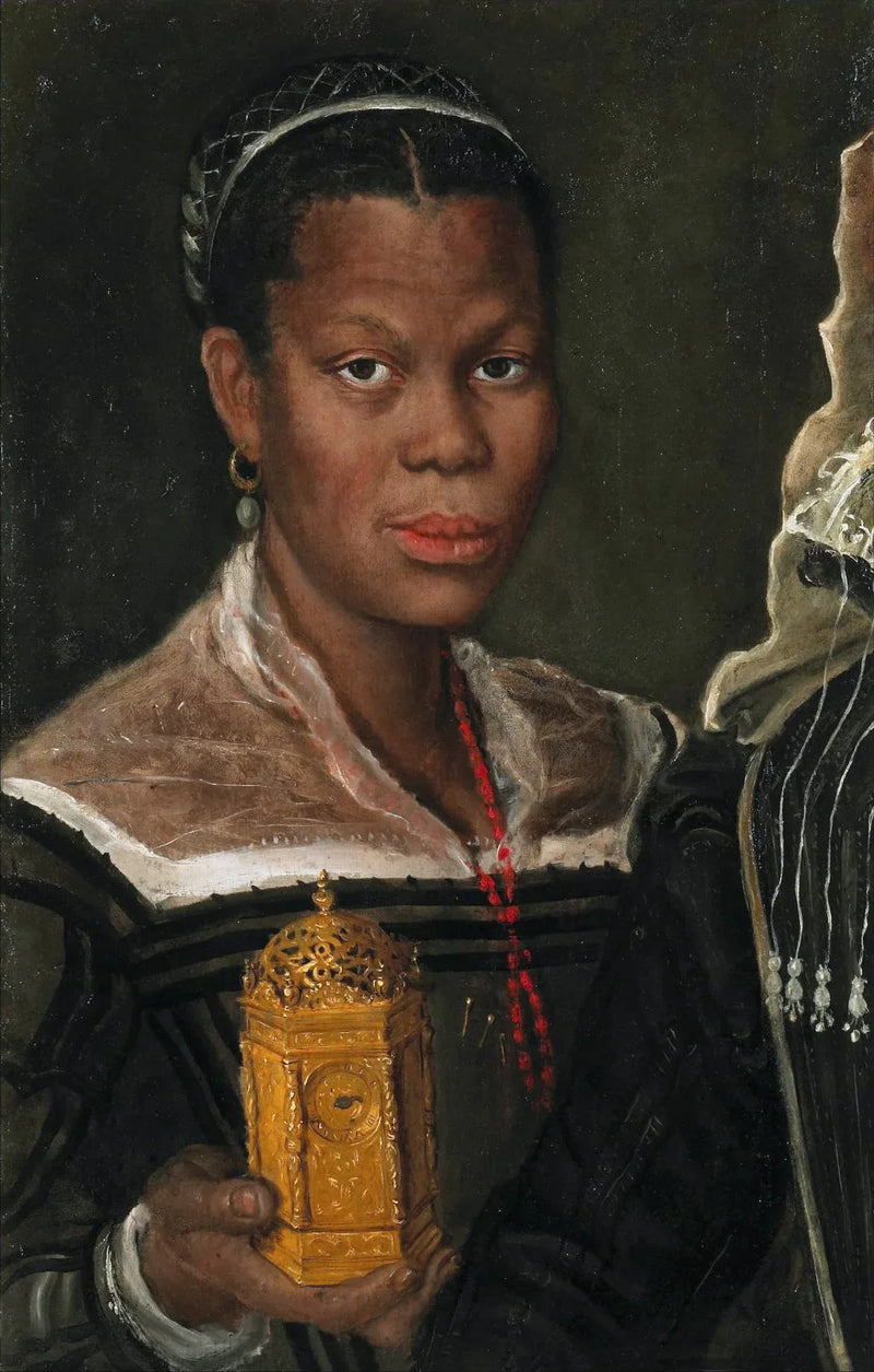 Porträt einer afrikanischen Frau, die eine Uhr hält - Annibale Carracci