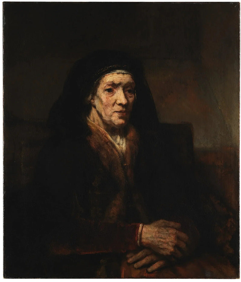 Porträt einer sitzenden Frau mit gefalteten Händen - Rembrandt