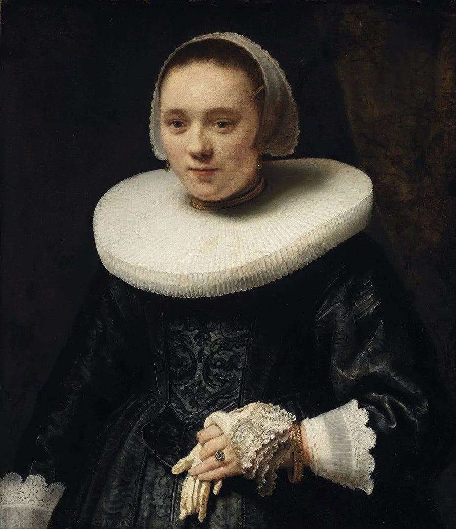 Porträt einer Frau mit Handschuhen - Rembrandt