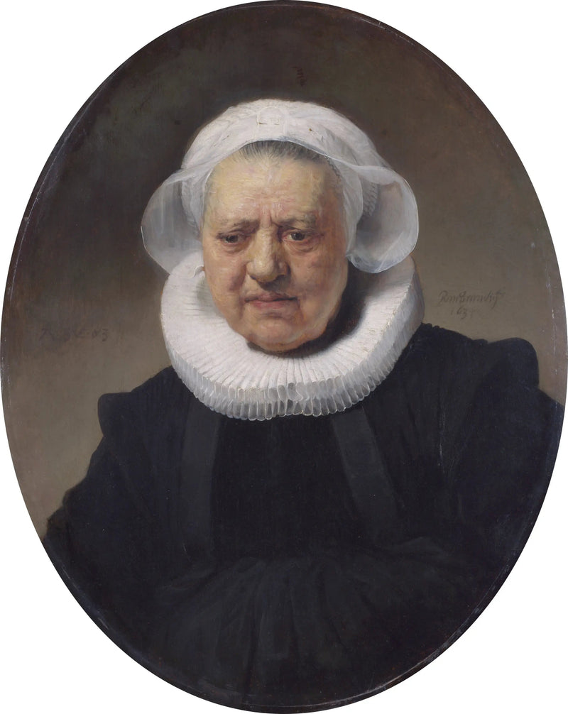 Porträt einer 83-jährigen Frau (vielleicht Aechje Claesdr, Mutter von Dirck Jansz Pesser) - Rembrandt