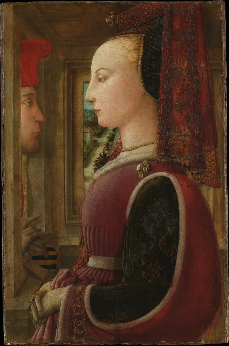 Porträt einer Frau und eines Mannes am Fenster - Fra Filippo Lippi