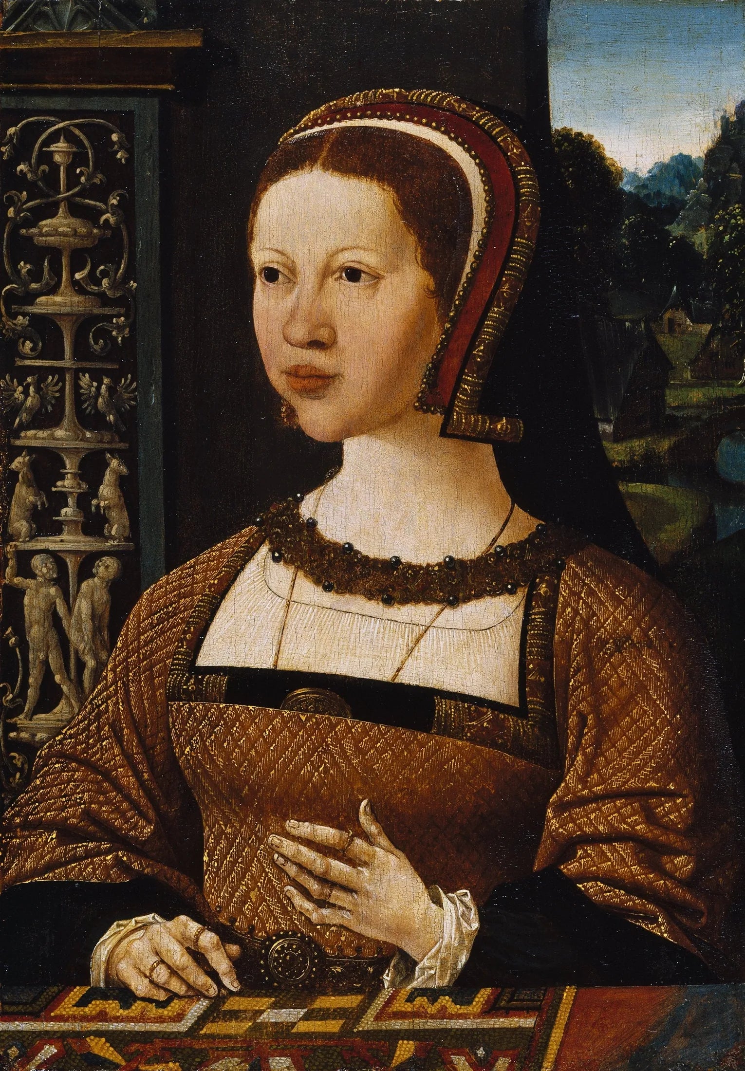 Portrait d'une femme, peut-être Élisabeth du Danemark - Jacob Cornelisz van Oostsanen image 1 reproduction artisanale de tableau