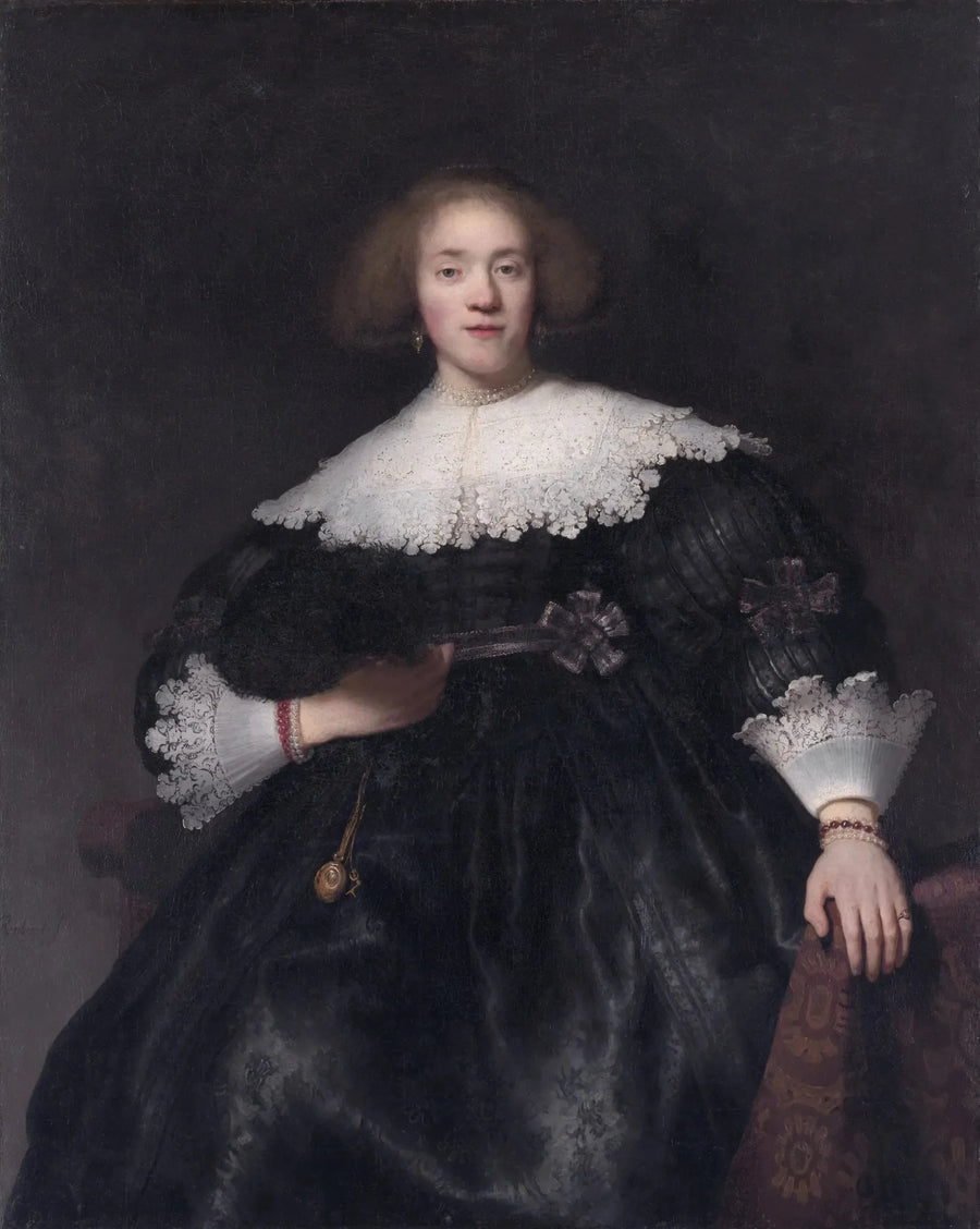 Porträt einer jungen Frau mit Fächer - Rembrandt