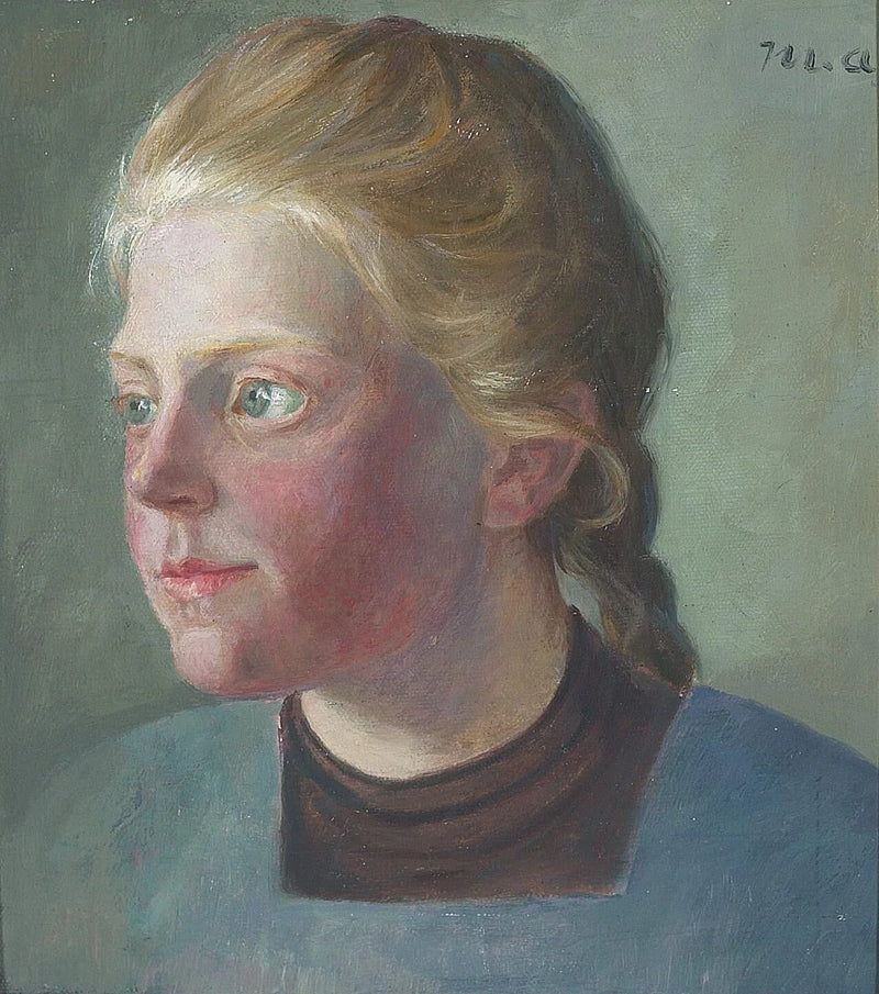 Porträt einer jungen Frau mit geflochtenem Haar. – Michael Peter Ancher