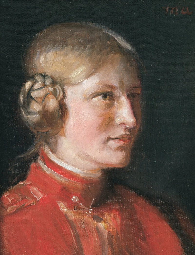 Porträt eines jungen Mädchens in einem roten Kleid - Michael Peter Ancher