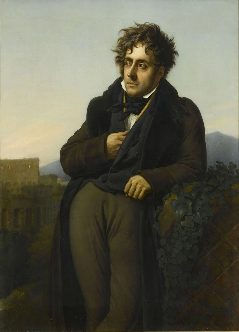Porträt von Chateaubriand, der über den Ruinen Roms meditierend - Anne-Louis Girodet