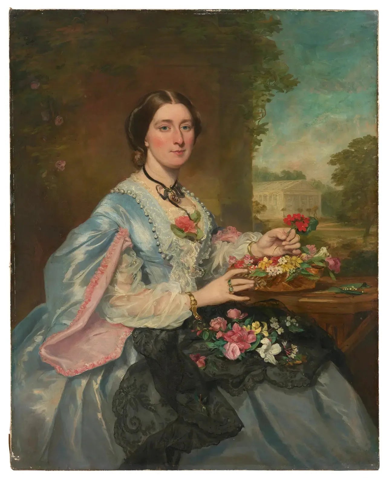 Portrait de dame dans un parc - Franz Xaver Winterhalter image 1 copie peinte à la main à l’huile