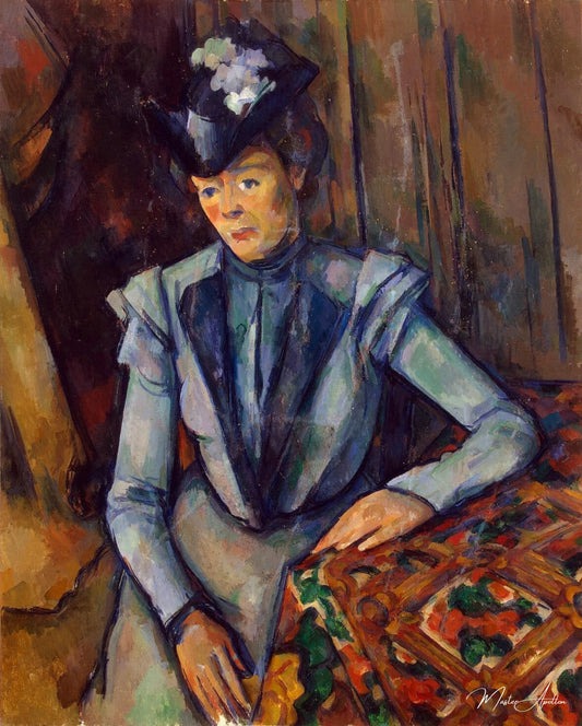 Portrait de dame en bleu - Paul Cézanne - Reproductions de tableaux et peintures haut de gamme