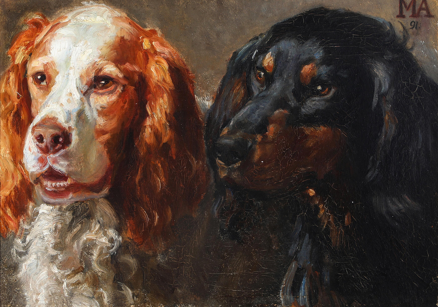 Porträt zweier Jagdhunde. – Michael Peter Ancher