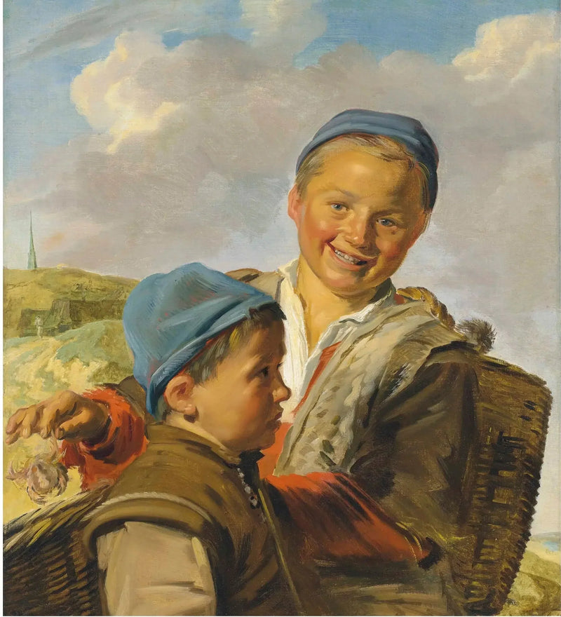 Porträt zweier Jungen Fischer, einer hält eine Krabbe - Frans Hals