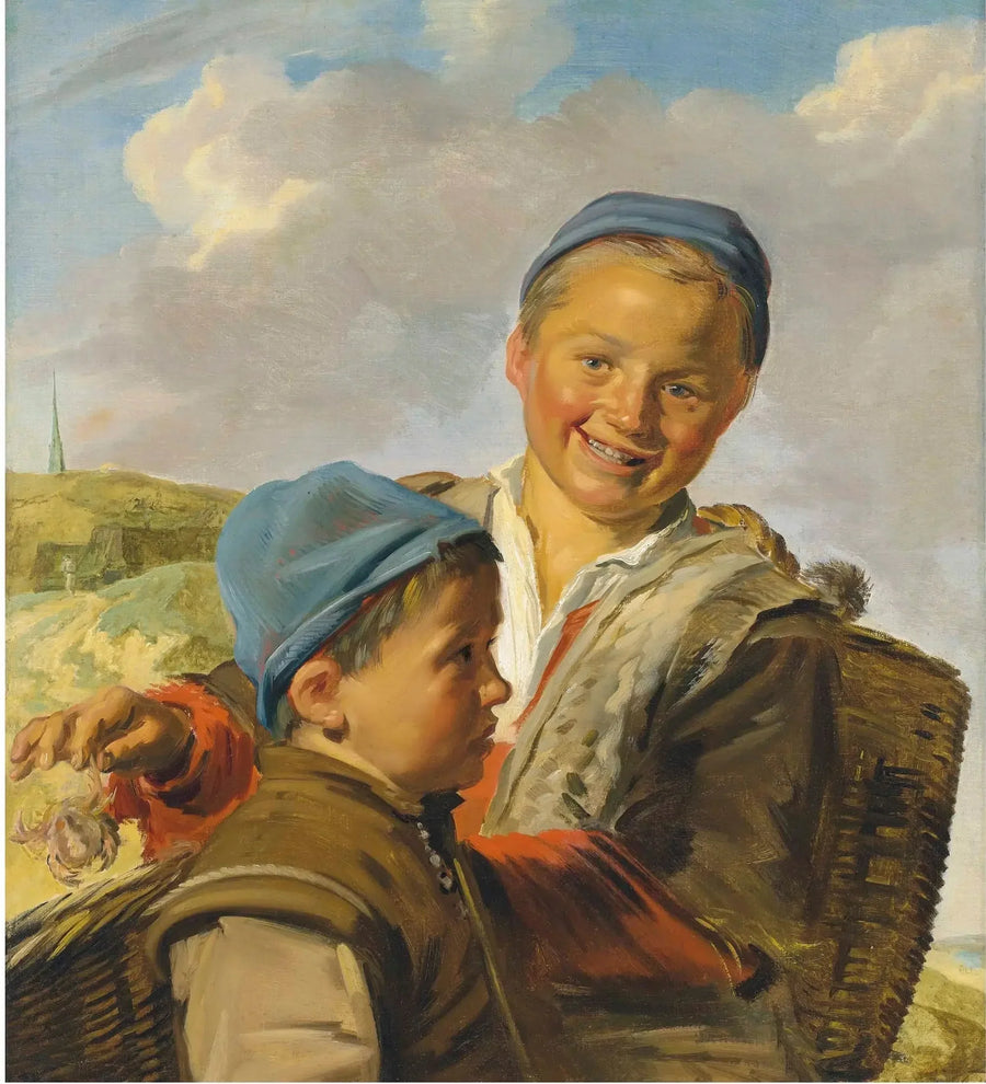 Porträt zweier Jungen Fischer, einer hält eine Krabbe - Frans Hals
