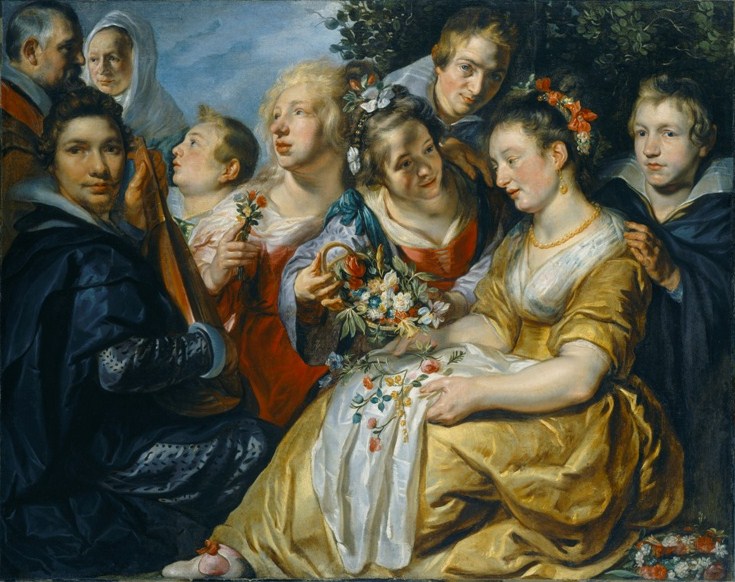 Portrait de famille avec l'artiste, son épouse Catharina van Noort (1595-1659) et des membres de la famille Van Noort - Jacob Jordaens image 1 reproduction artisanale de tableau