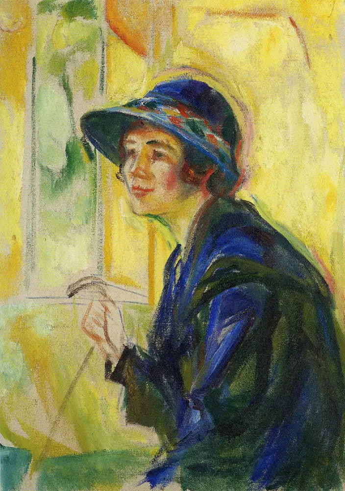 Frauenporträt vor gelbem Hintergrund - Edvard Munch