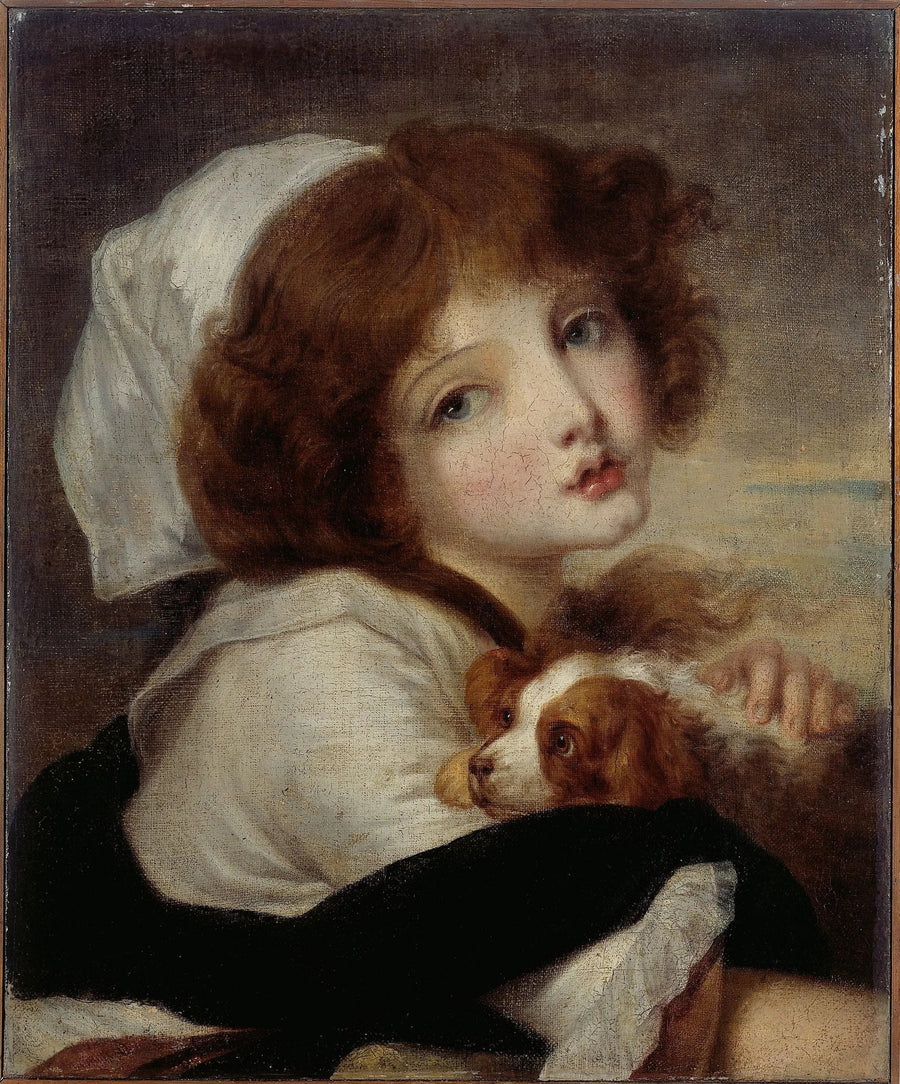 Porträt eines Mädchens mit kleinem Hund - Jean-Baptiste Greuze