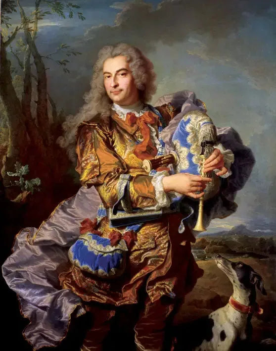 Porträt von Gaspard de Gueidan in Céladon, Musette-Spieler - Hyacinthe Rigaud