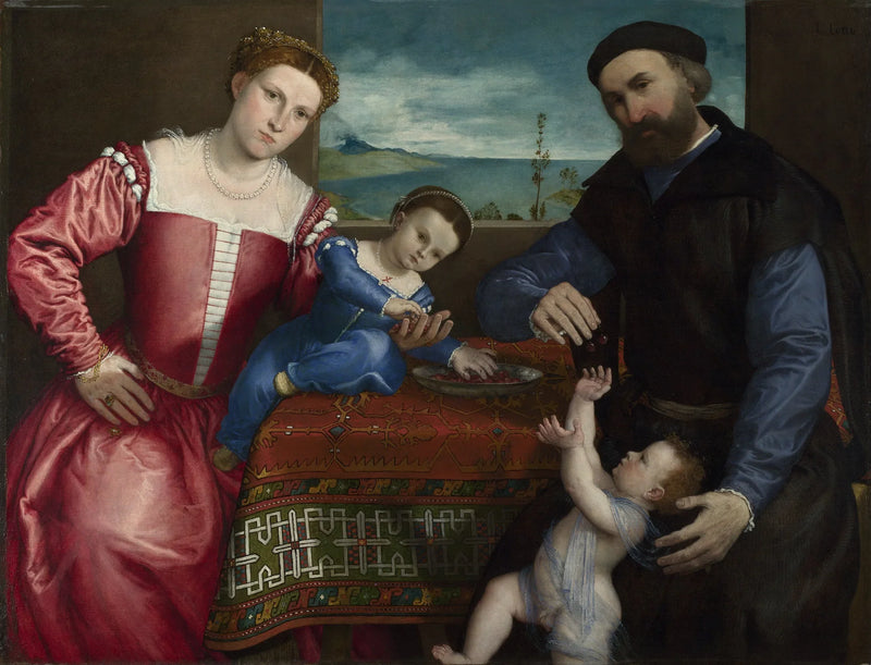 Porträt von Giovanni della Volta mit seiner Frau und seinen Kindern - Lorenzo Lotto