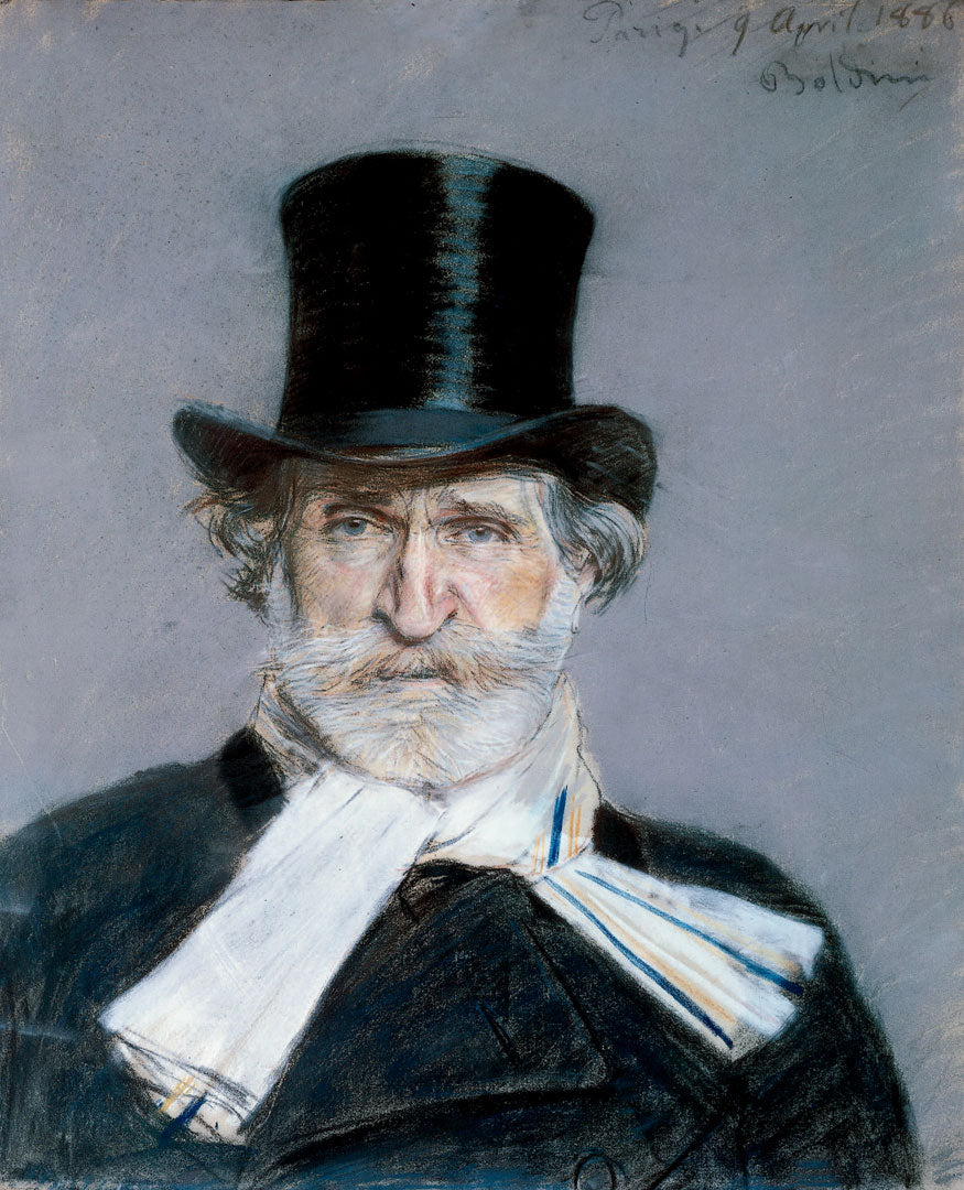 Portrait de Giuseppe Verdi à l’écharpe blanche et haut-de-forme - Giovanni Boldini - Alpha Reproduction