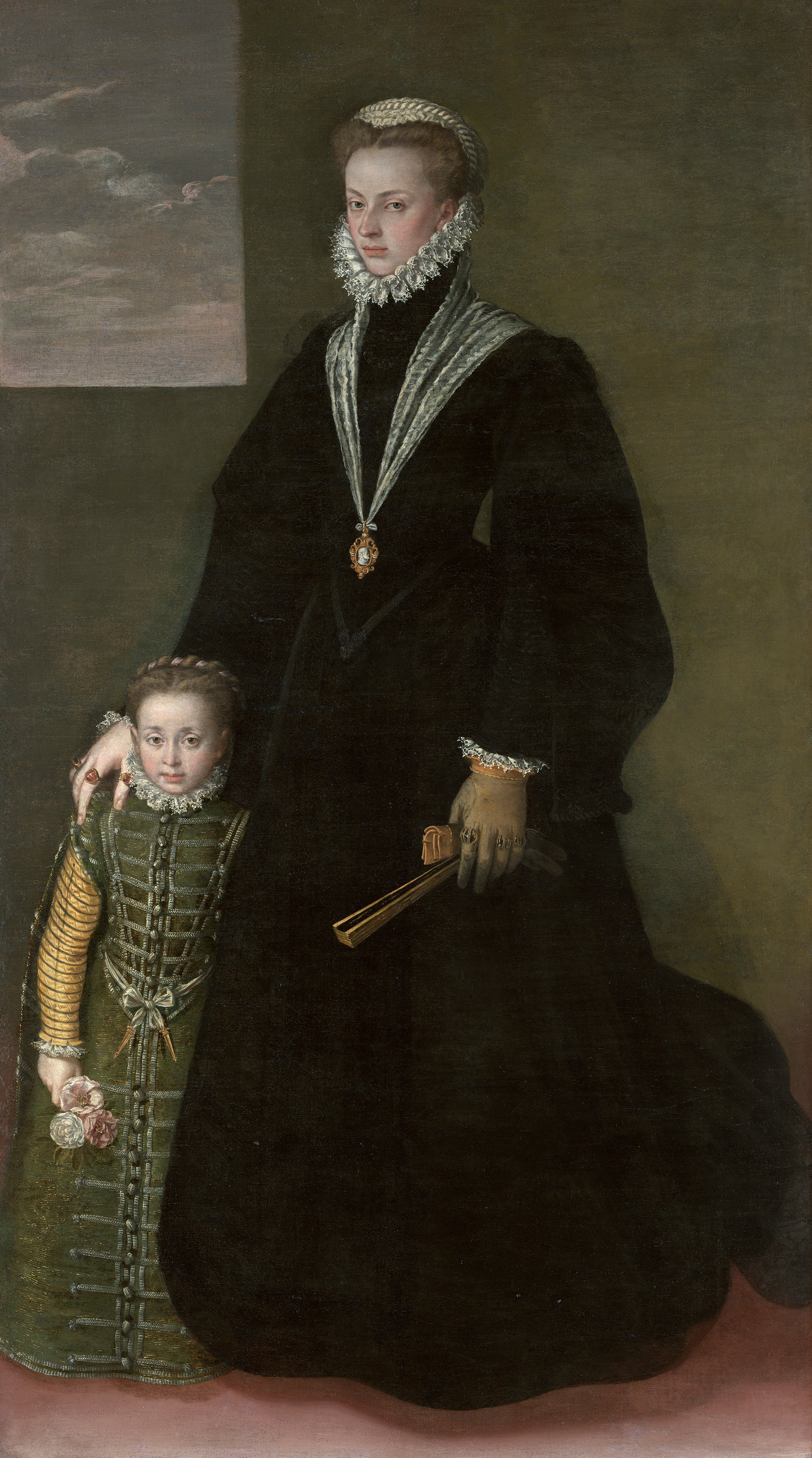 Portrait de Jeanne d'Autriche avec une petite fille - Sofonisba Anguissola image 1 copie de tableau peinte à la main