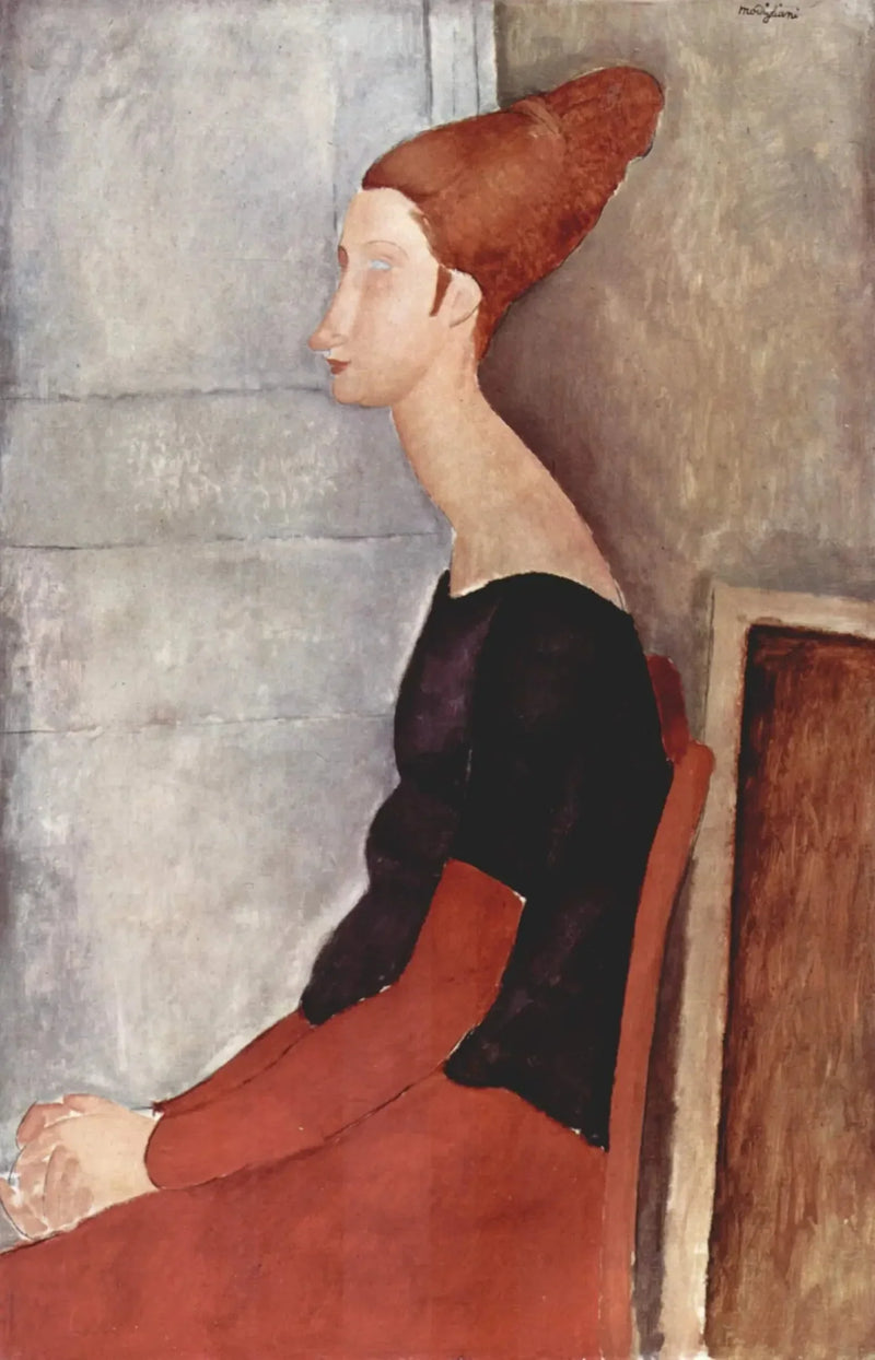 Porträt von Jeanne Hébuterne im Profil sitzend - Amedeo Modigliani