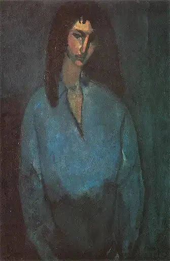 Porträt eines jungen Mädchens in blauer Bluse - Amedeo Modigliani