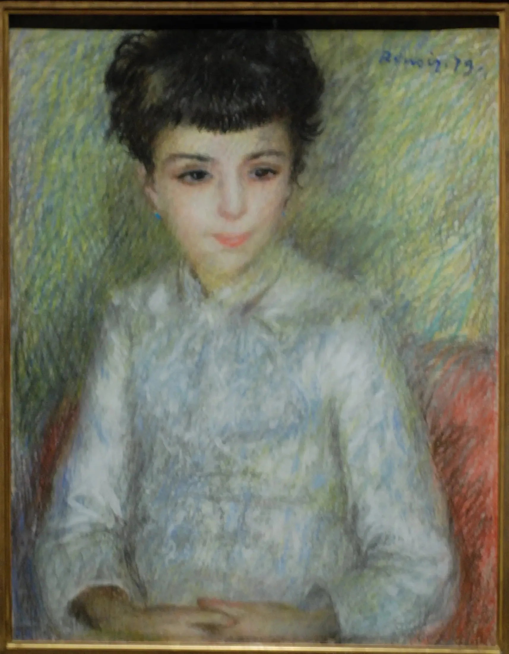 Portrait de jeune fille brune, assise les mains croisées - Pierre-Auguste Renoir image 1 copie de tableau peinte à la main