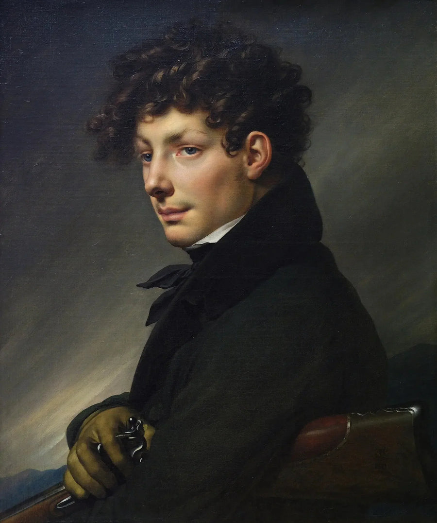 Portrait eines jungen Mannes im Jäger - Anne-Louis Girodet