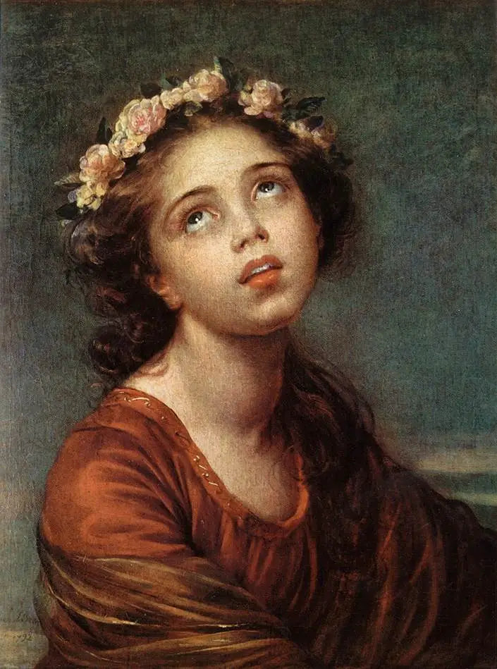 Portrait von Julie Lebrun portant une couronne de roses - Elisabeth Vigeé Le Brun