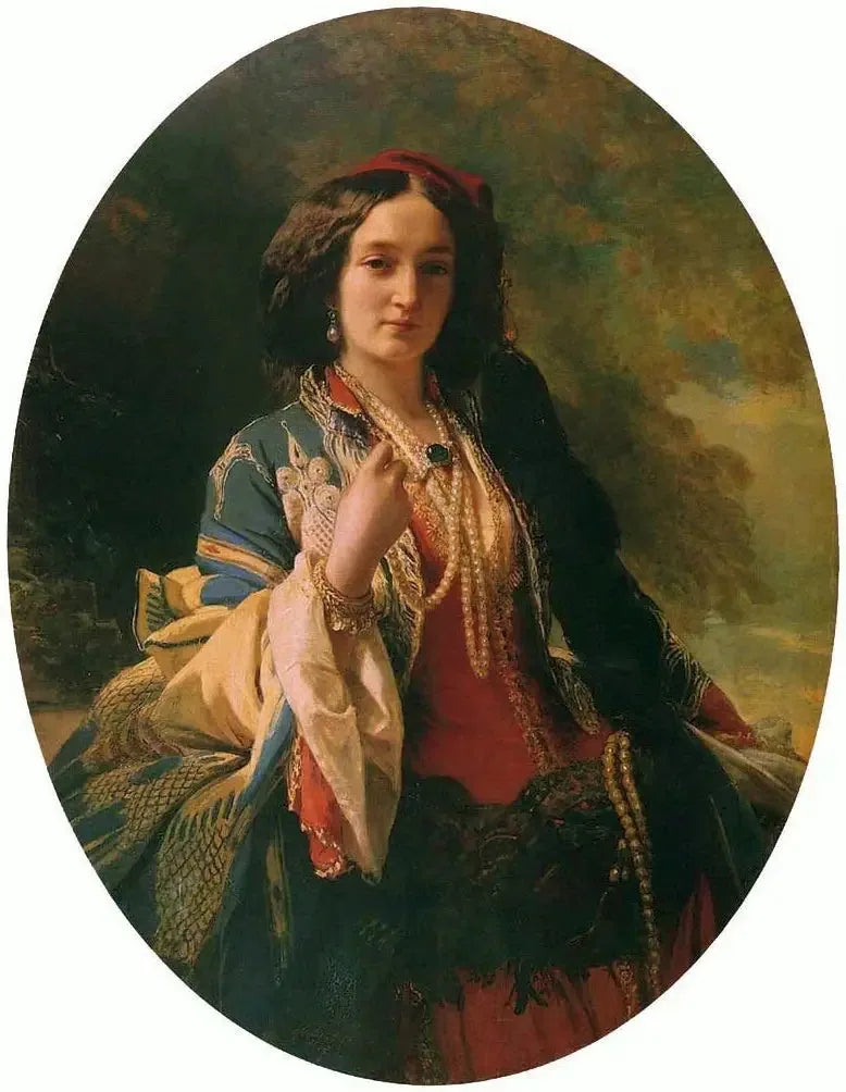 Portrait de Katarzyna Potocka née Branicka en costume oriental. - Franz Xaver Winterhalter image 1 reproduction d’œuvre d’art à l’huile