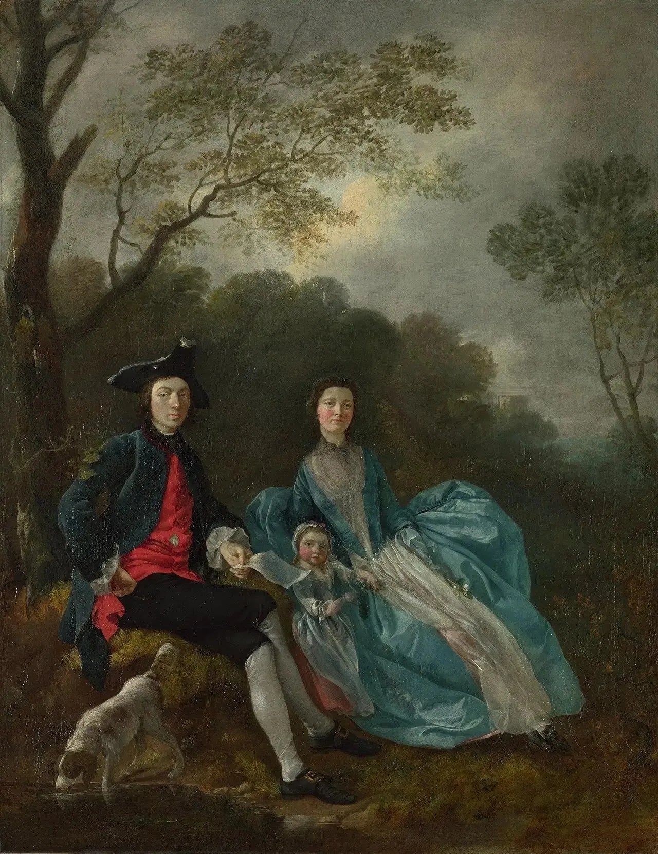 Portrait de l'artiste avec sa femme et sa fille - Thomas Gainsborough image 1 reproduction de peinture à l’huile