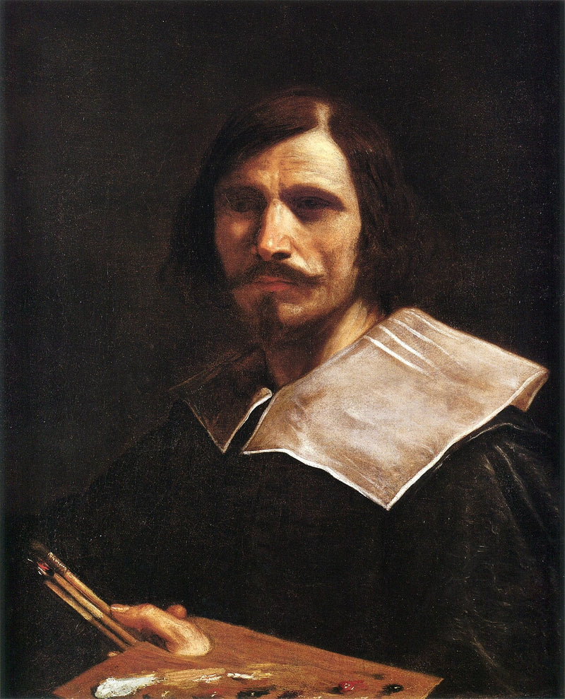 Porträt des Künstlers, der eine Palette hält - Guercino