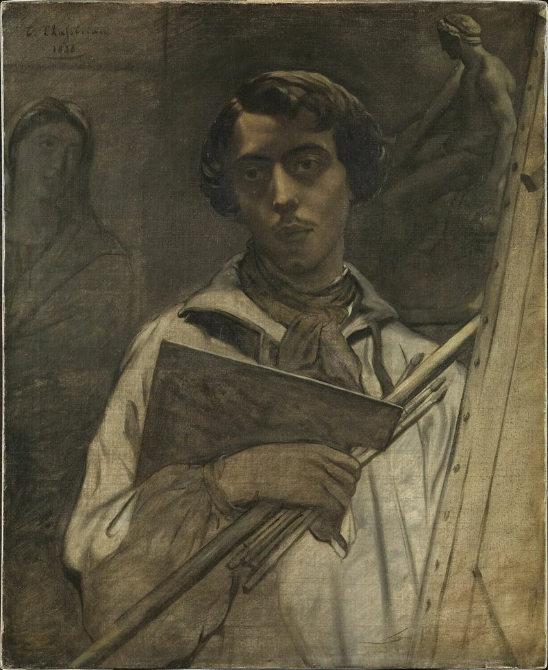 Porträt des Künstlers, der eine Palette hält - Théodore Chassériau
