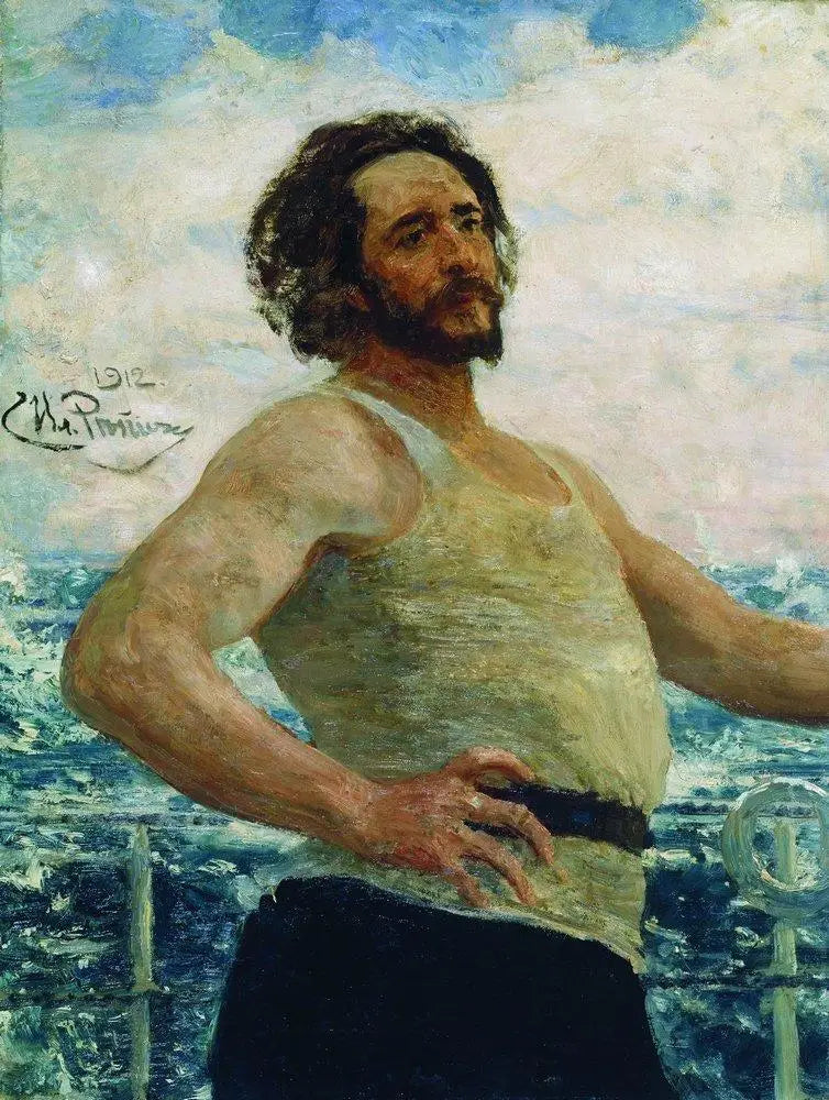 Portrait des Schriftstellers Leonid Nikolaïevitch Andreïev auf einer Yacht - Ilya Repin