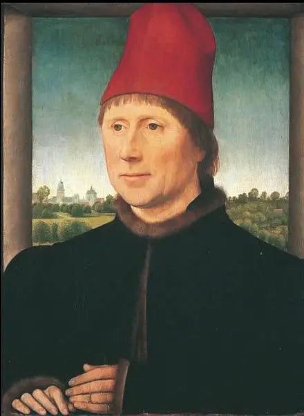 Porträt des Mannes mit rotem Hut - Hans Memling