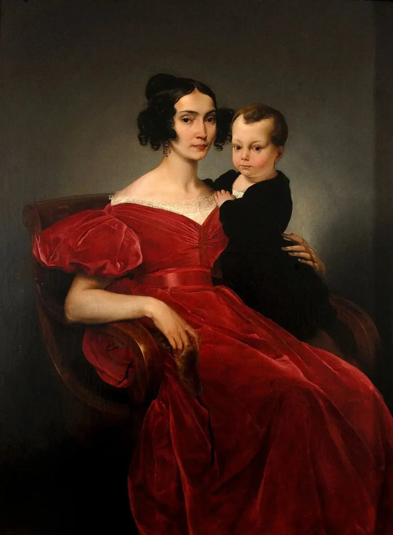 Porträt der Gräfin Teresa Zumali Marsili mit ihrem Sohn Giuseppe - Francesco Hayez