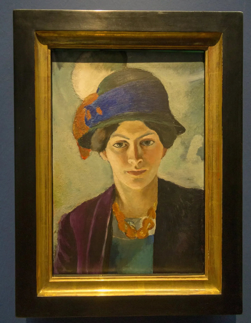 Porträt der Frau des Künstlers mit Hut - August Macke