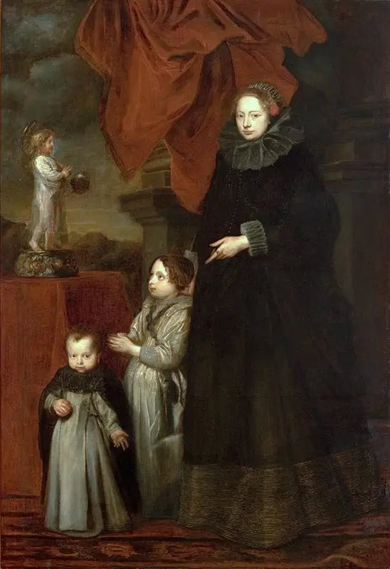 Portrait der Marquise Lomellini, mit ihren Kindern im Gebet - Antoine van Dyck