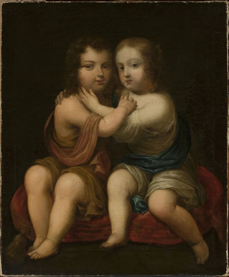 Porträt von Louis XIV. als Kind mit seiner Halbschwester Henriette von England. - Pierre Mignard
