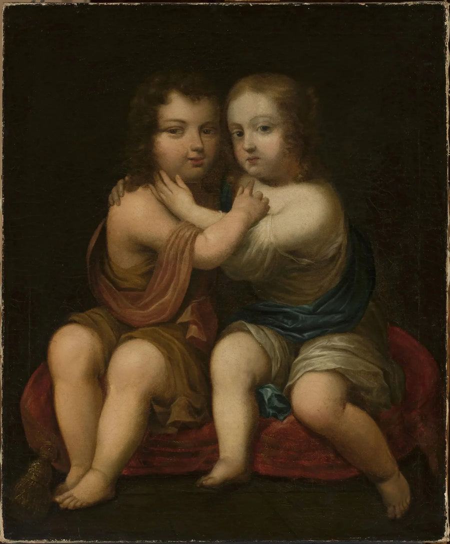 Porträt von Louis XIV. als Kind mit seiner Halbschwester Henriette von England. - Pierre Mignard
