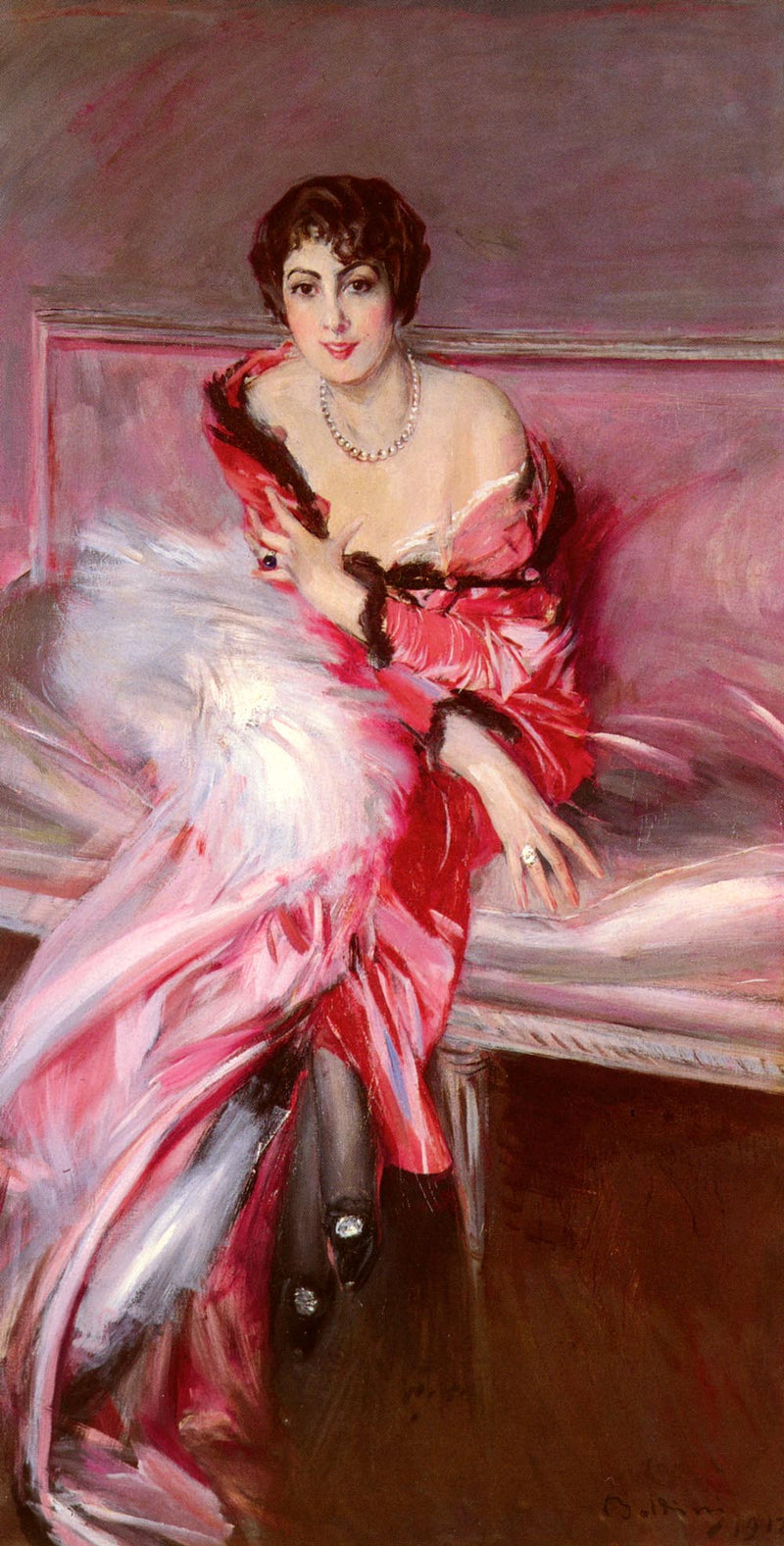 Porträt von Madame Juillard in Rot - Giovanni Boldini