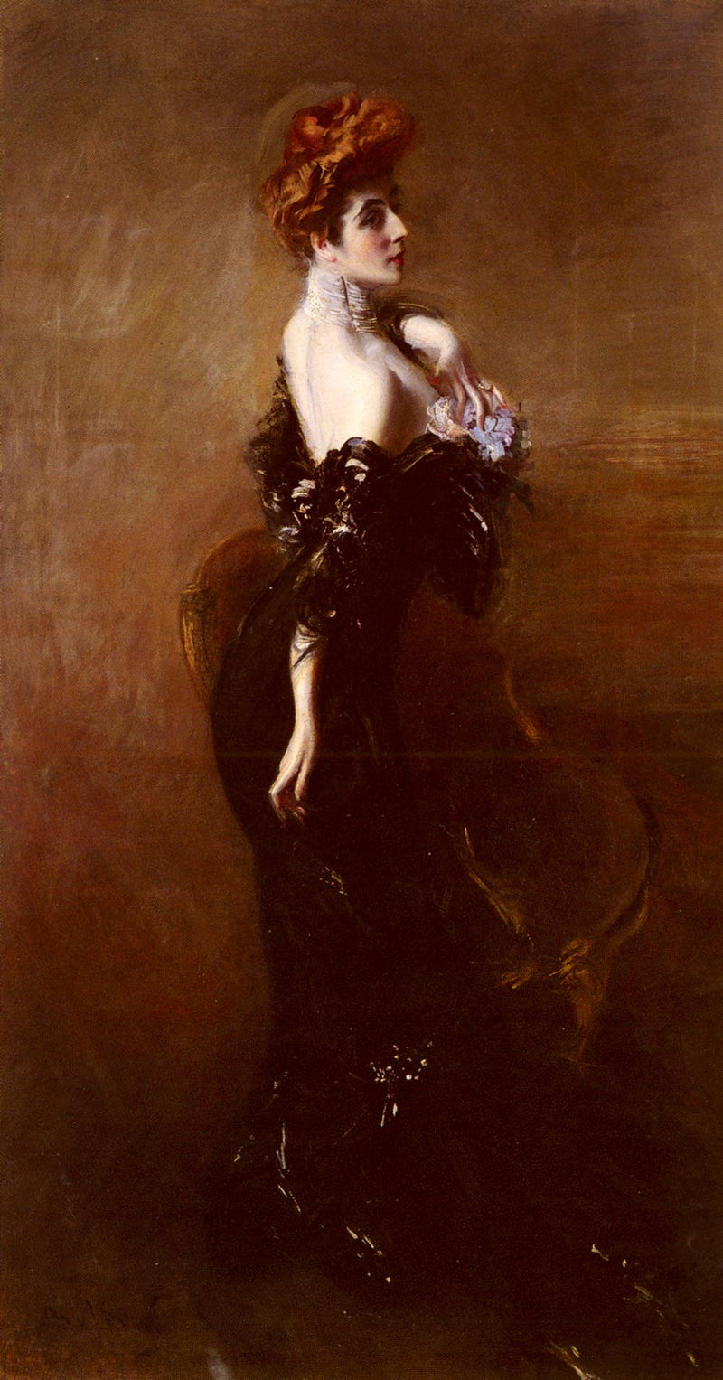 Portrait von Madame Pages in Abendkleid - Giovanni Boldini