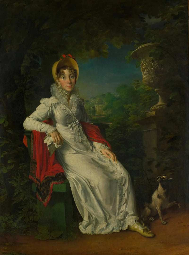 Porträt von Marie Caroline Ferdinande Louise de Naples, Ehefrau von Charles Ferdinand, Herzog von Berry, im Park von Bagatelle im Bois de Boulogne, Paris - François Gérard